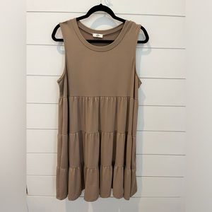 Entro, Large, Ruffle Tiered Dress, Tan